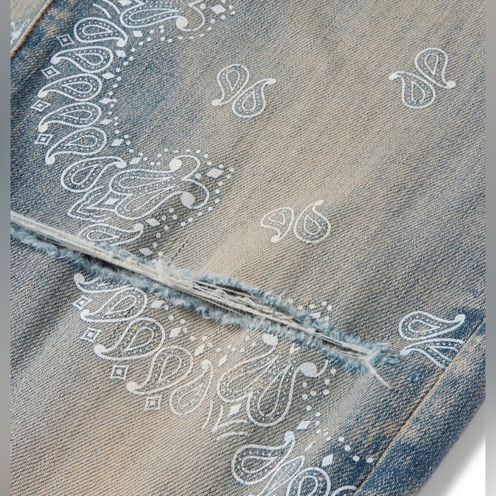 Nwot jeans by Amiri paisley clay indigo nwot size 32w inseam 33 authentic Italy! - Picture 4 of 17